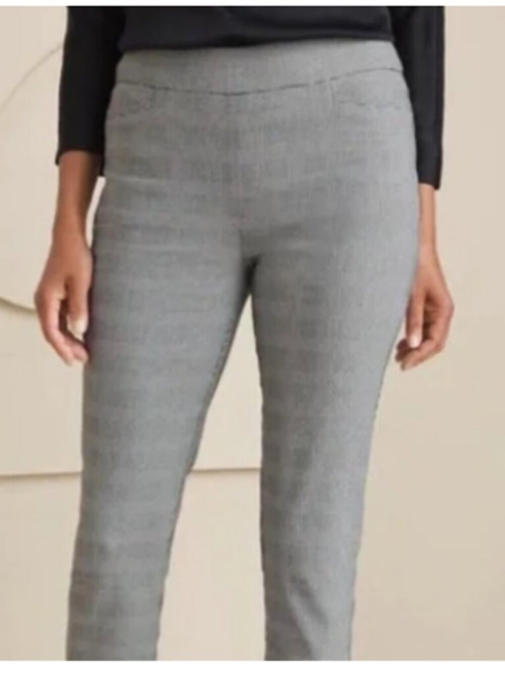 Chico's Black White Plaid Brigitte Pull On Pants size 2